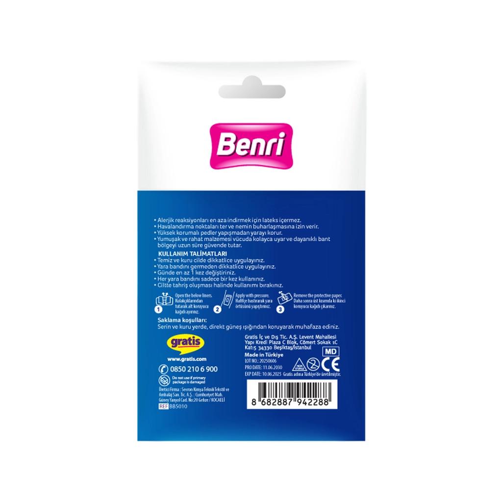 Benri Waterproof Adhesive Bandages for Wound Protection 10-Pack