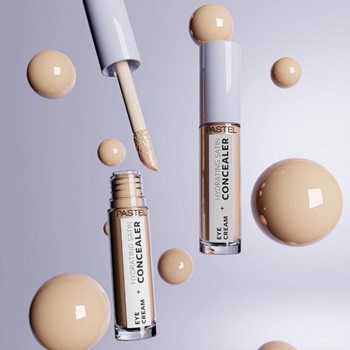 Pastel Makeup Eye Cream + Hydrating Concealer: Brighten, Cover Dark Circles & Hydrate - Long Lasting Satin Finish for Tired Eyes