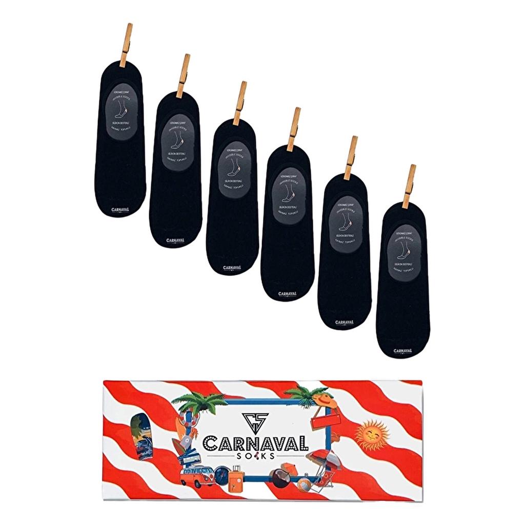 Carnaval Socks 6-Pack Black Non-Slip No-Show Socks