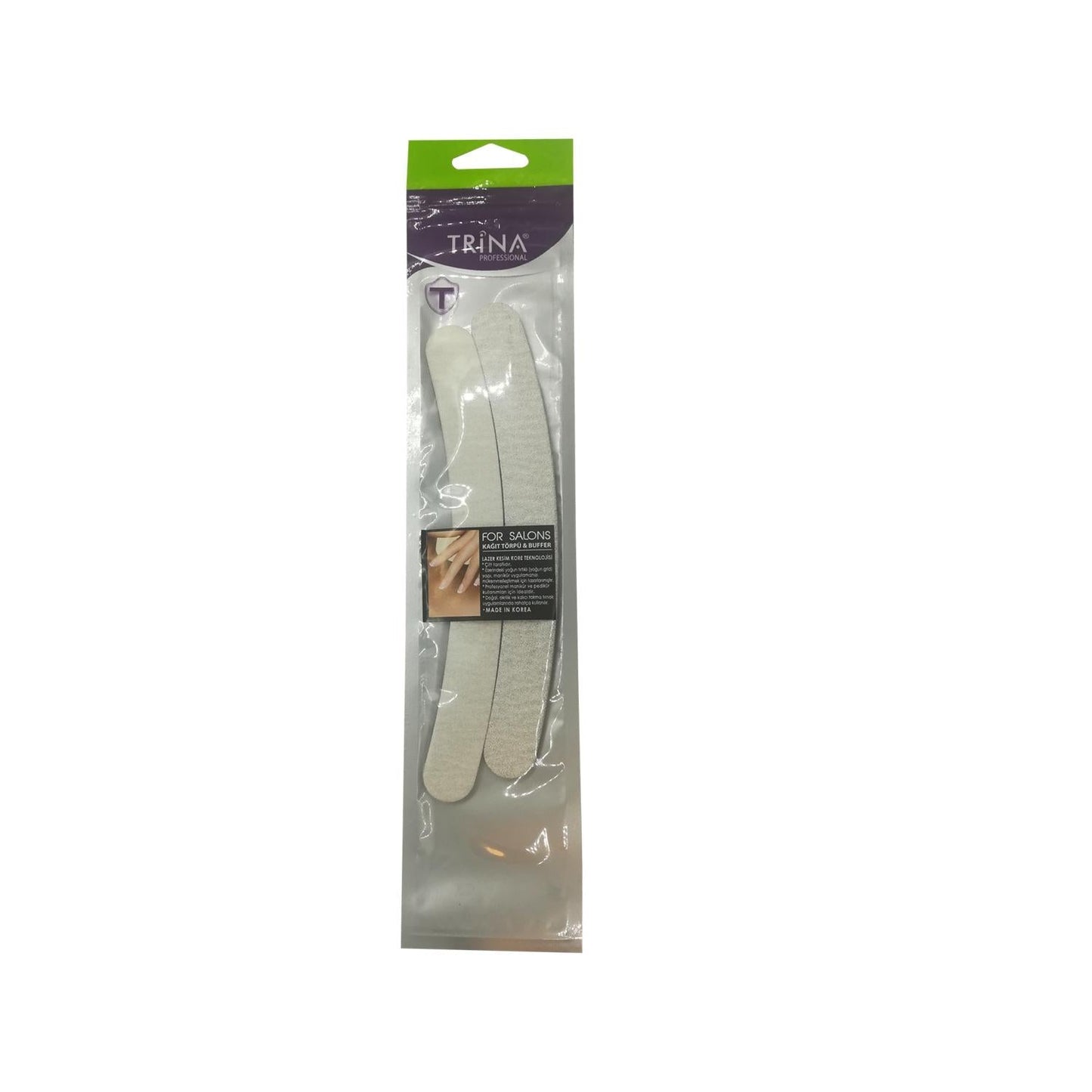 Trina Gray Banana Shaped Nail Buffer - 2 Pieces, Paper Nail Care Tool for Shaping & Polishing