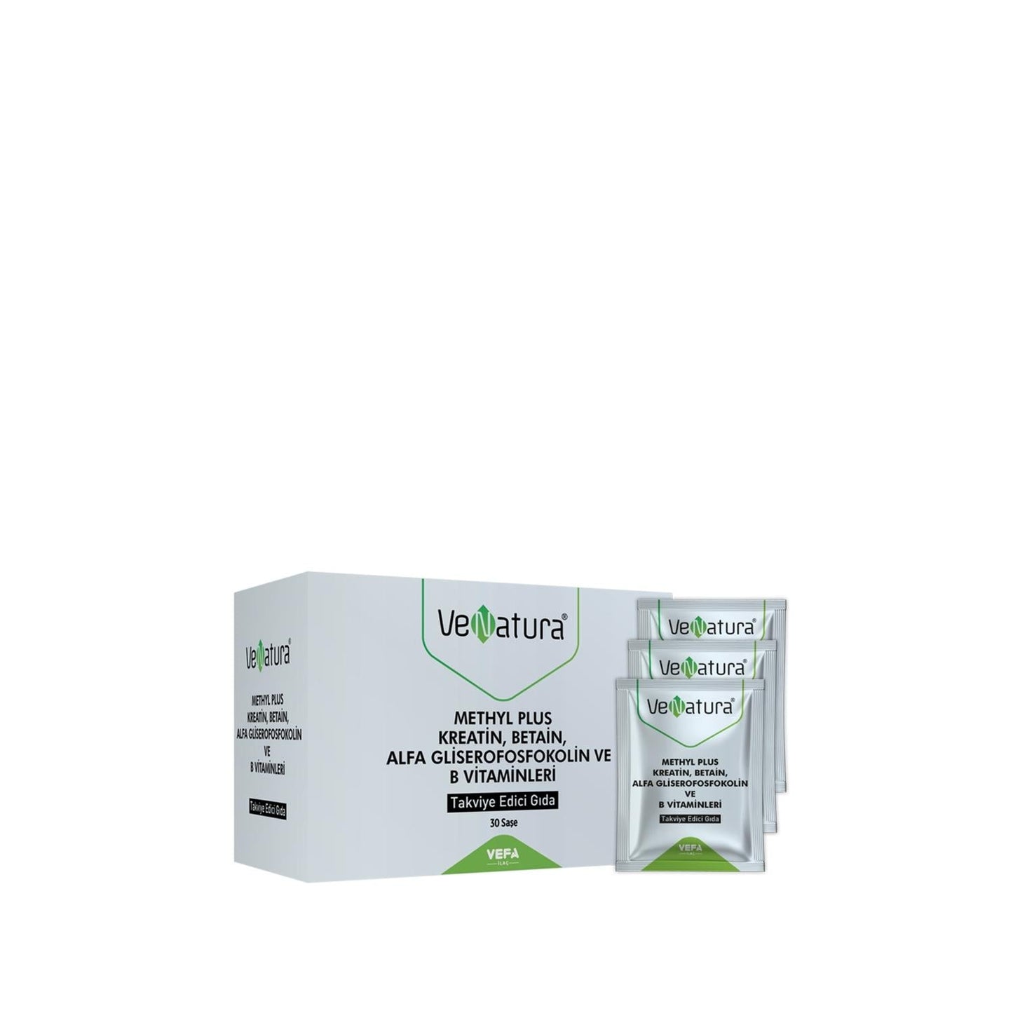 VeNatura Methyl Plus: Creatine, Betaine, Alpha GPC & B Vitamins - Performance, Cognitive - 30 Sachets