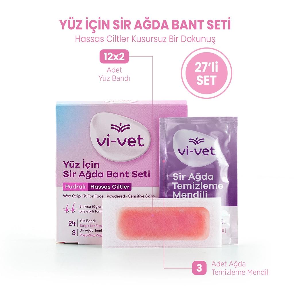Vi-Vet Powdered Face Wax Strips for Sensitive Skin, 27-Piece Set