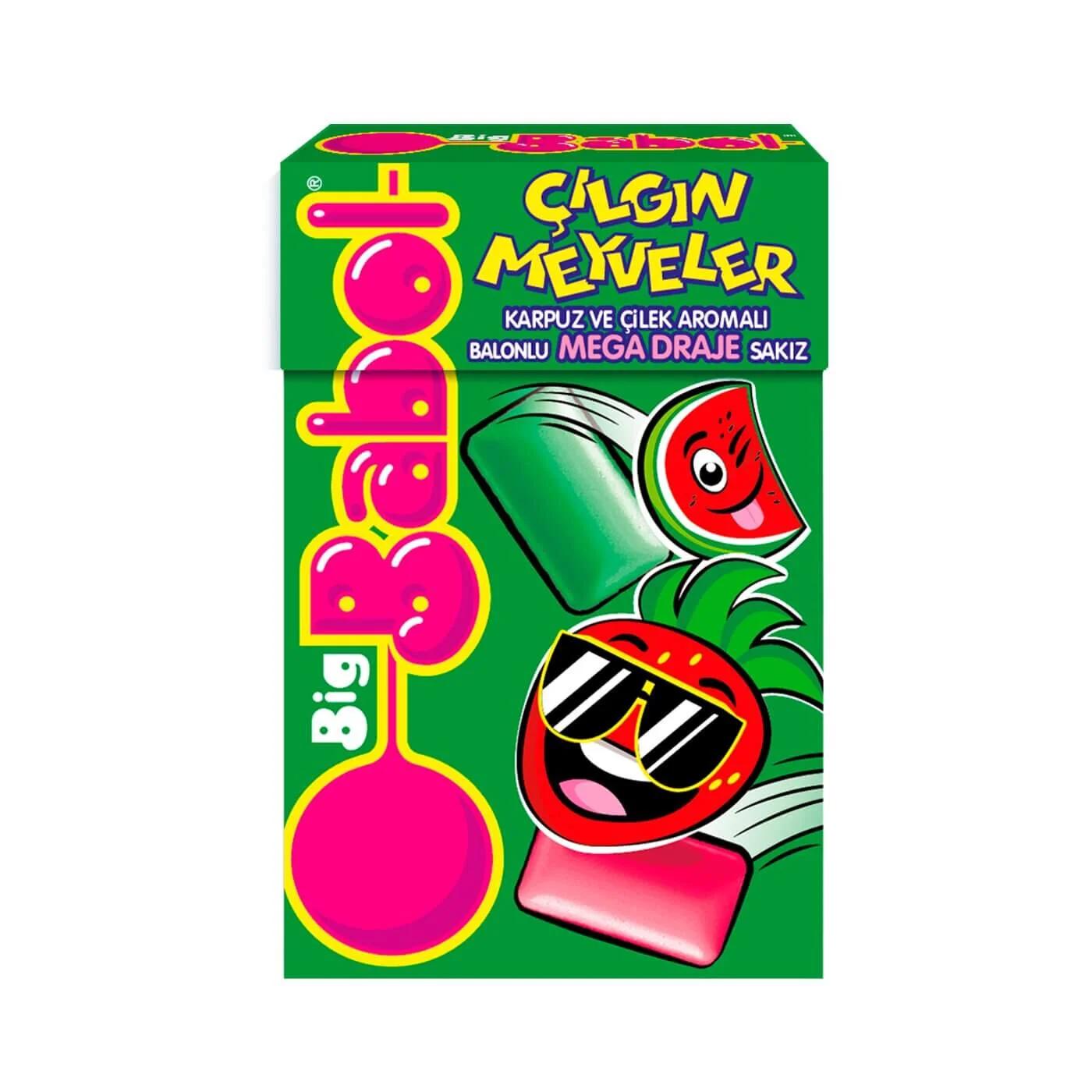Big Babol Crazy Fruits Bubble Gum Juicy Fruit Flavor 40g