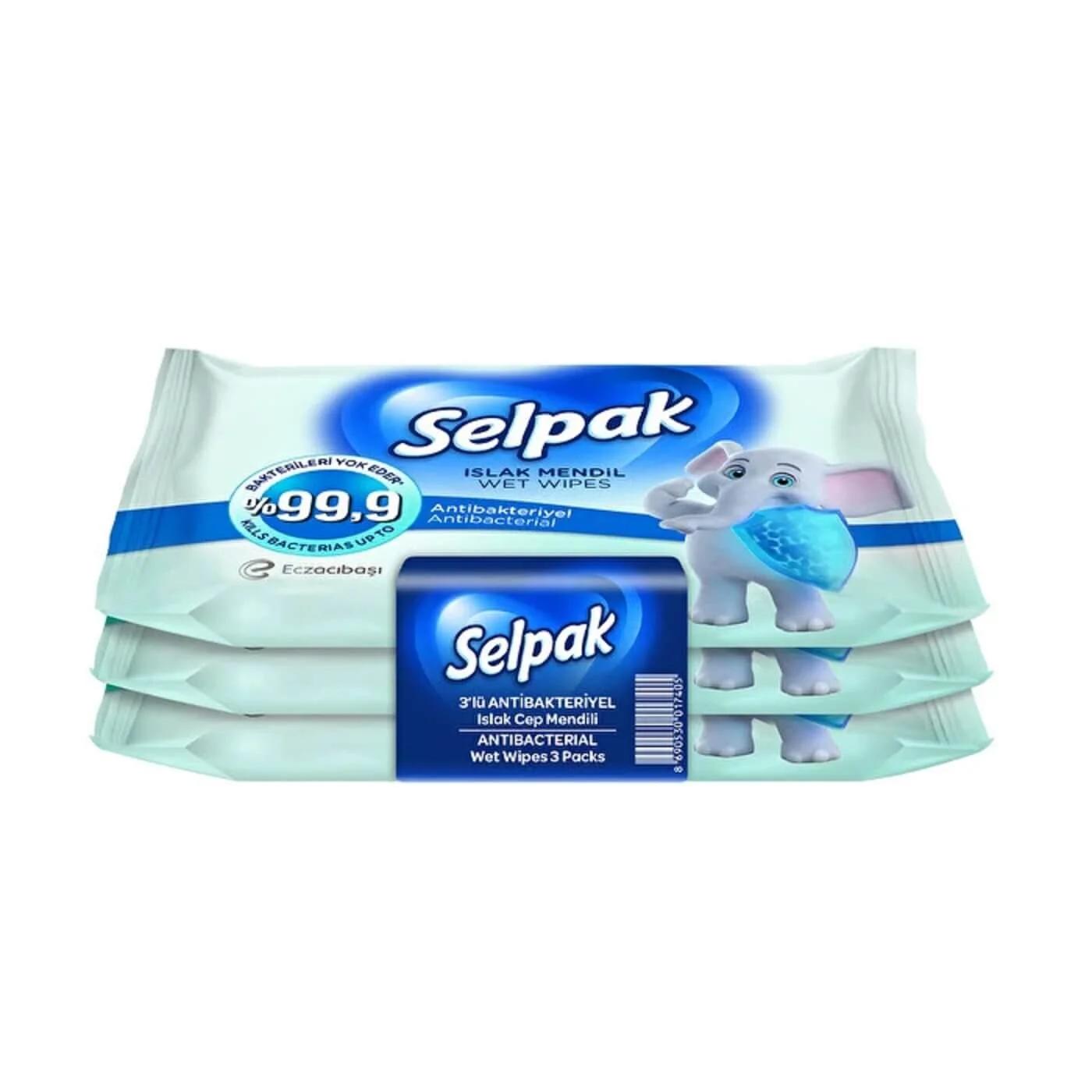 Selpak Cleansing Pocket Wet Wipes for Hands & Face 3-Pack