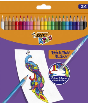 BIC KIDS EVOLUTION Erasable Colored Pencils 24 Colors