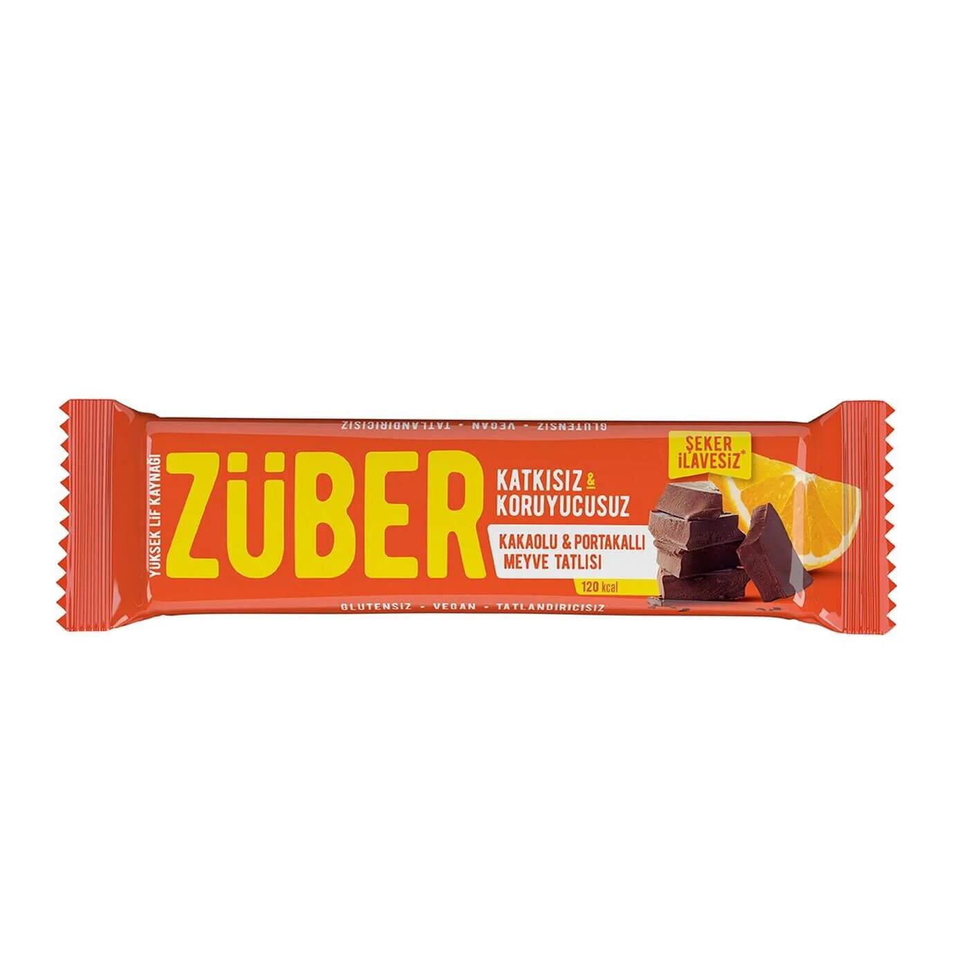 Zuber Cocoa & Orange Fruit Bar Delicious Natural Snack 40g