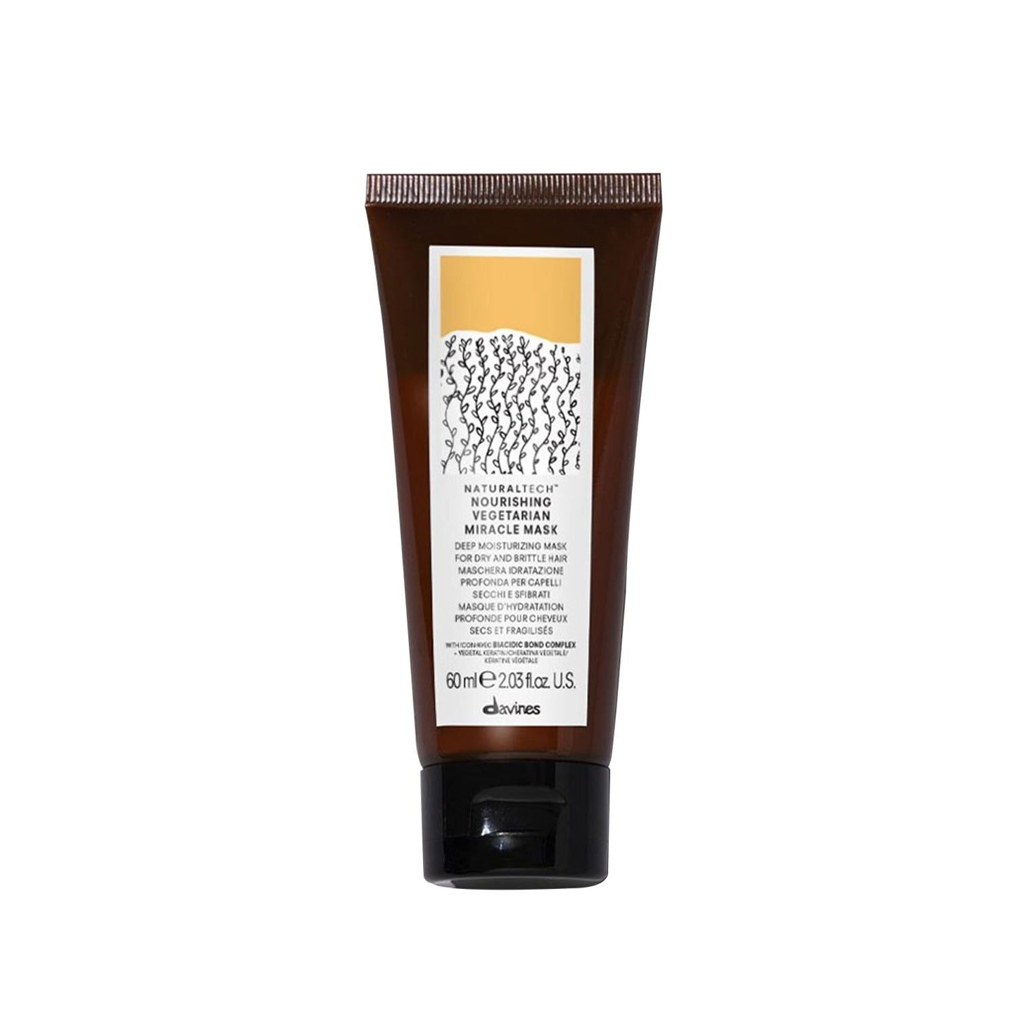 Davines Naturaltech Nourishing Vegetarian Miracle Mask 60 ml - Organic Hair Mask for Dry or Damaged Hair