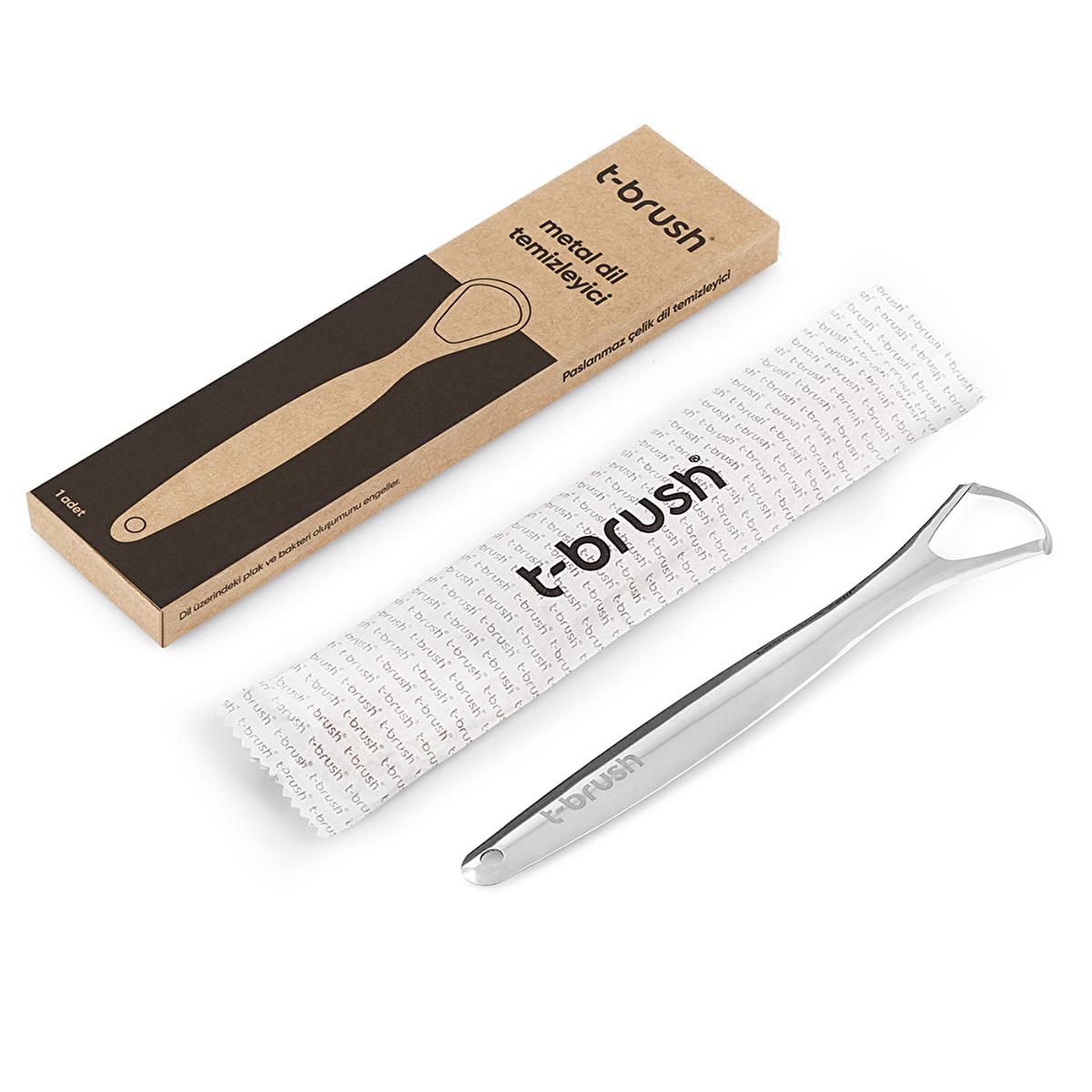 T-Brush Stainless Steel Tongue Scraper for Oral Hygiene & Fresh Breath