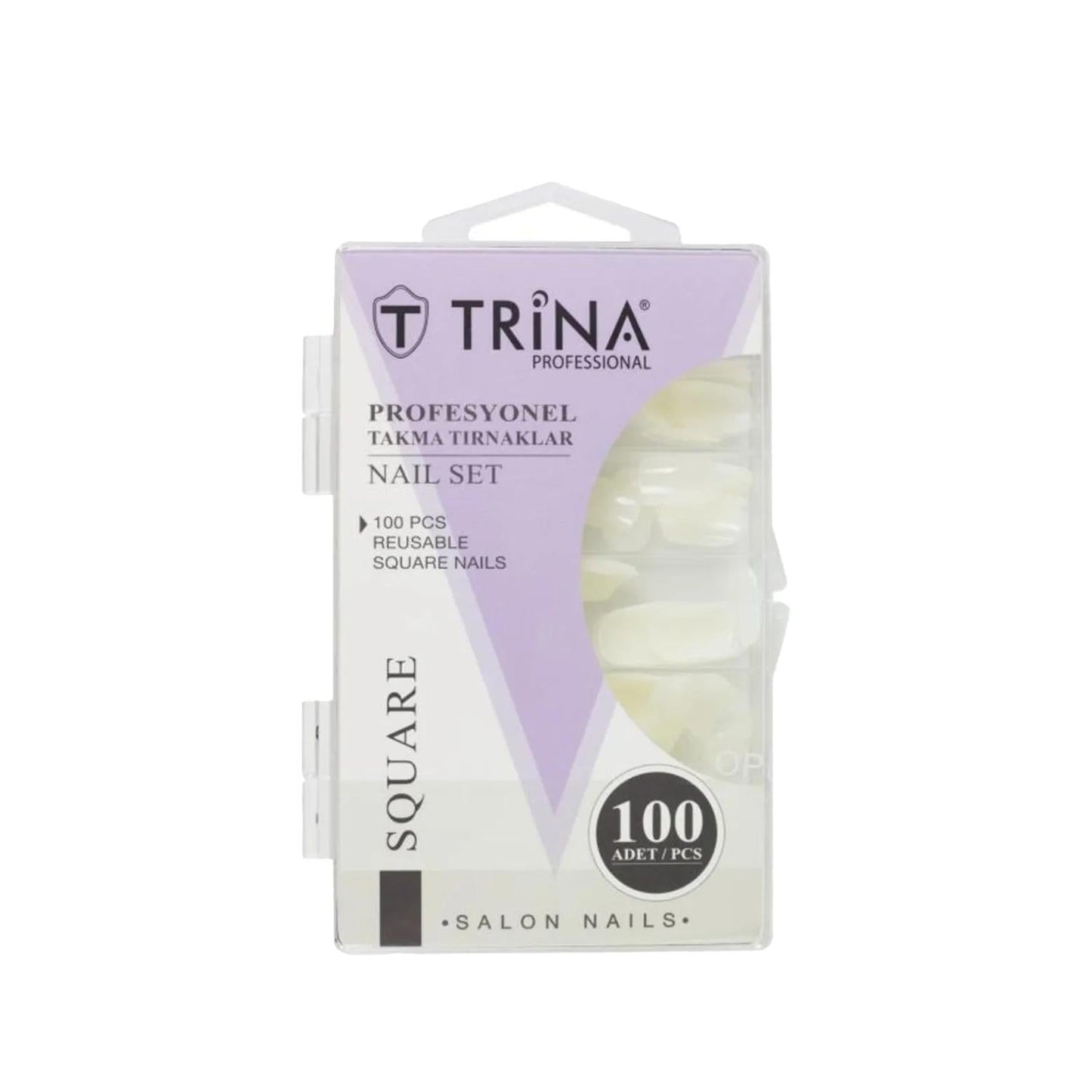 Trina Square Nail Tips - 100 Count Artificial Nails for DIY Nail Art & Beauty Enhancements