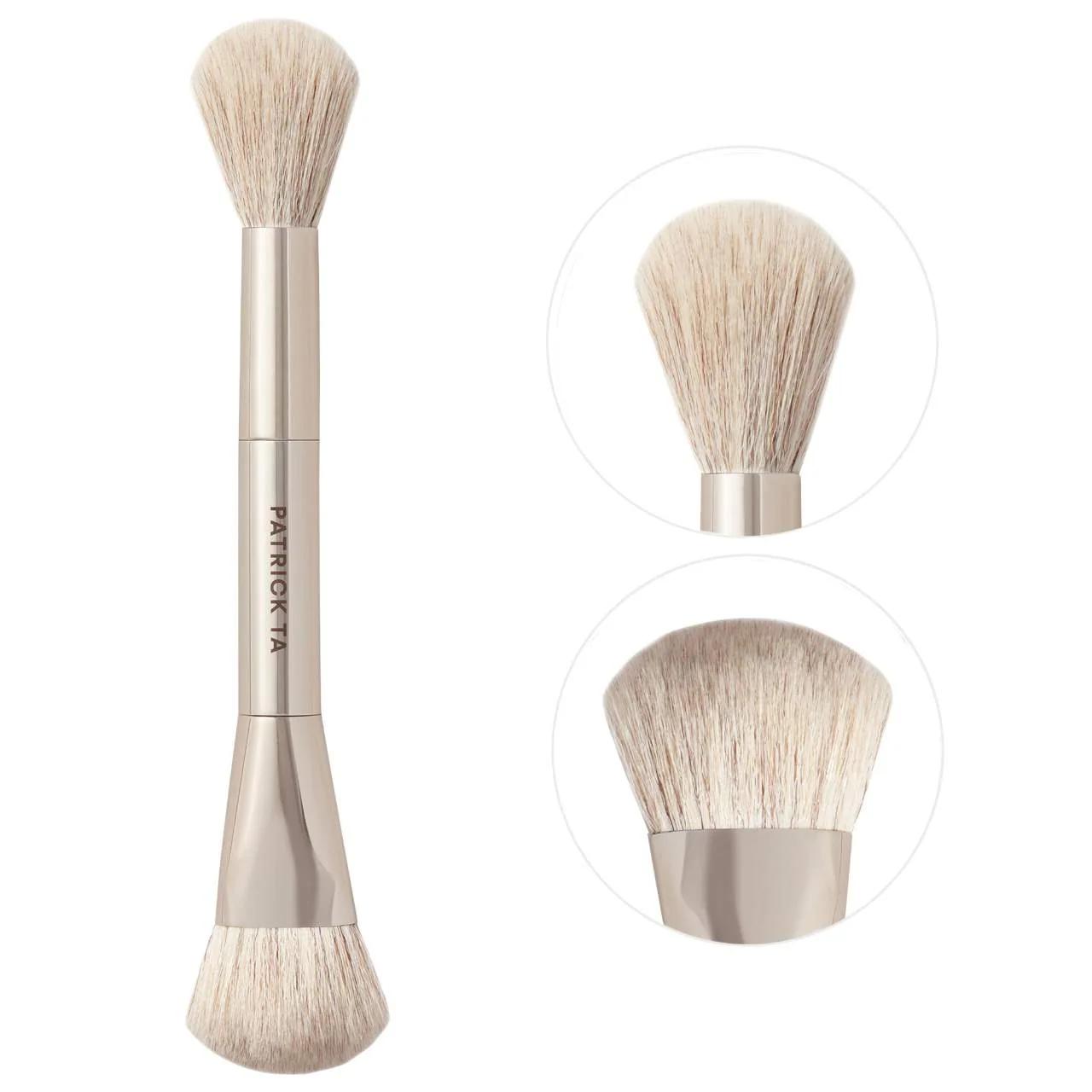 Real Techniques Dual Ended Precision Blush Brush - Cruelty-Free Makeup Brush for Cream & Powder Formulas