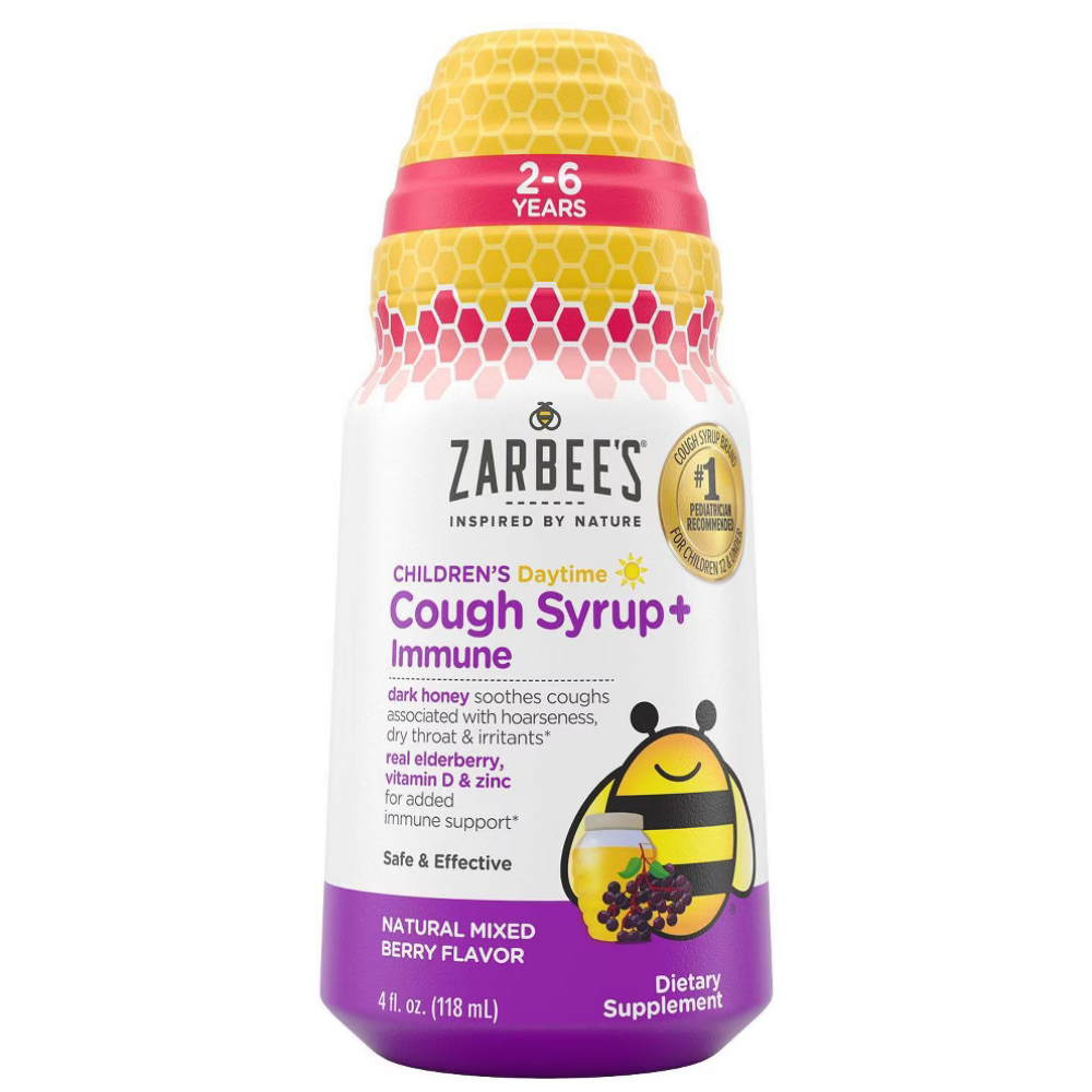 Zarbee's Children's Cough Syrup + Mucus with Dark Honey Daytime (4 oz)