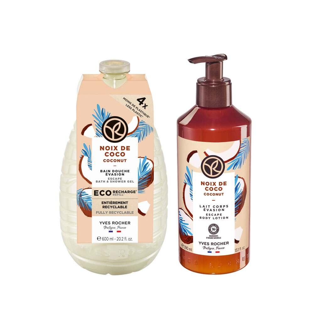 The Body Shop Coconut Shower Gel and Body Lotion Set - Moisturizing, Refillable, Eco-Friendly Packaging