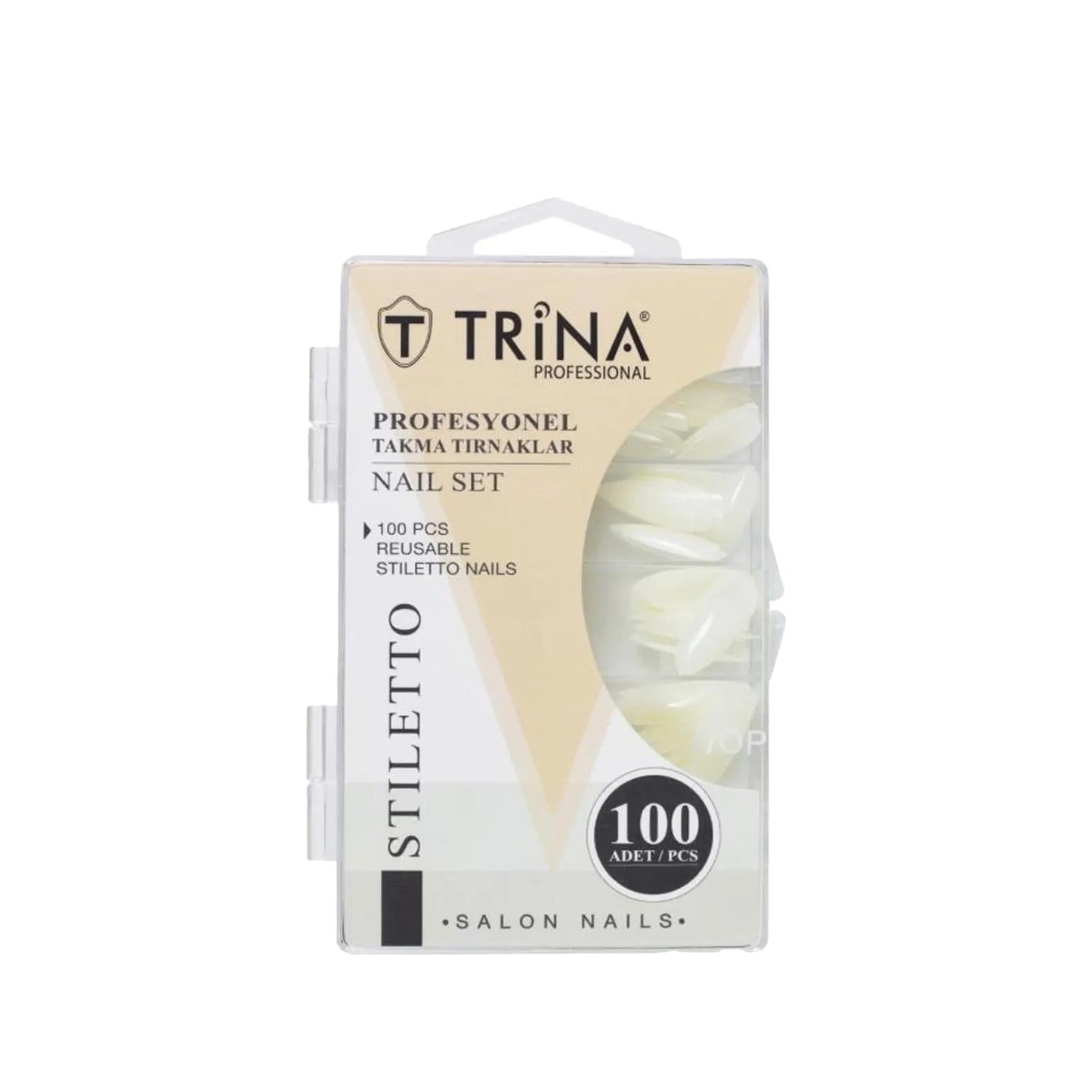 Trina False Nails Stiletto Style 100 Pieces - High-Quality Cosmetic Nail Enhancements