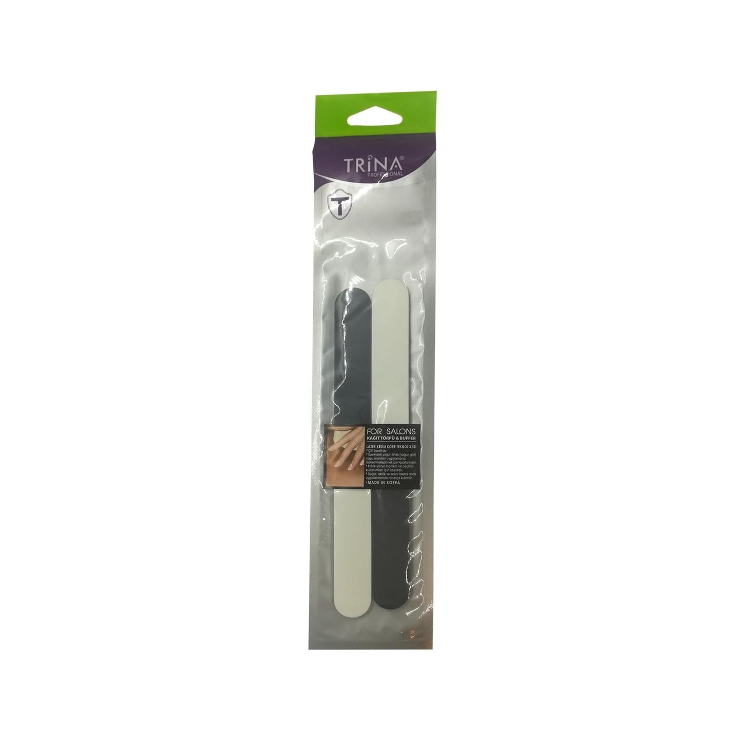 Trina 3-Way Nail Buffer - Professional Nail Care Tool for Shaping and Polishing - Pack of 2