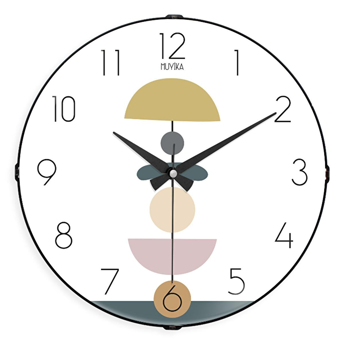 Muyika 36 cm Silent Wall Clock with Real Glass Front and Modern Design