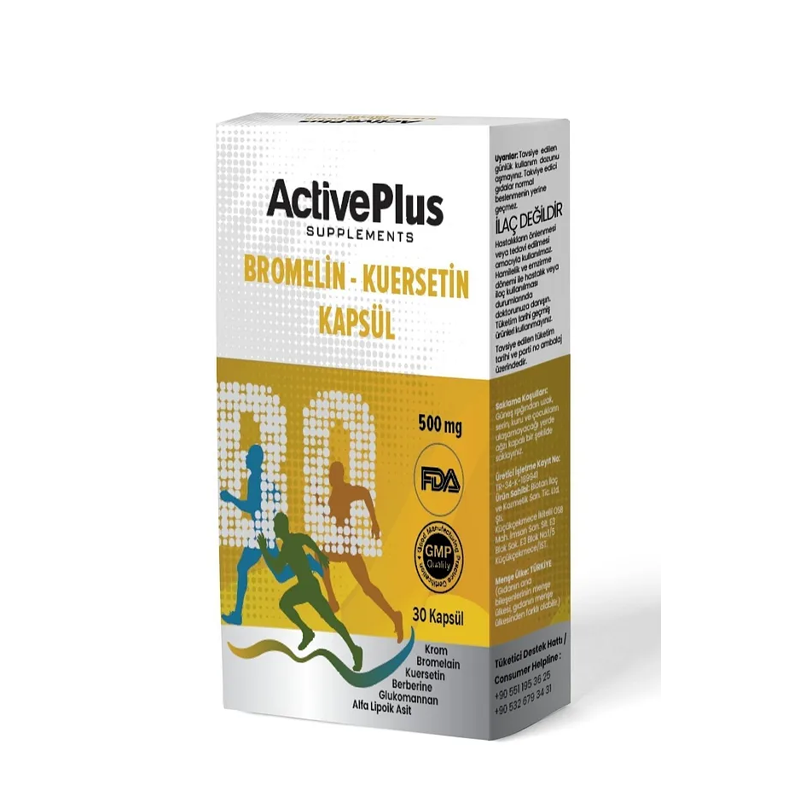 Active Plus Bromelain & Quercetin Dietary Supplement 30 Capsules