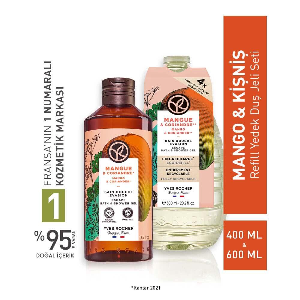 Mango Refillable Shower Gel Set with Eco-Friendly Packaging - Moisturizing, Reduces Plastic Waste