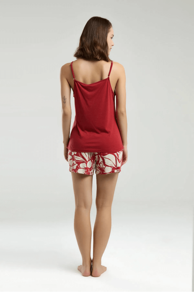 Arnetta Women's Red Pajama Short Set for Lounging