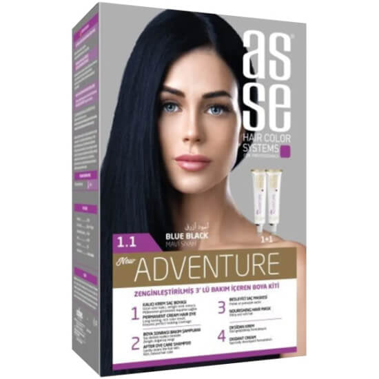 Asse Hair Color System Blue Black Dye No: 1.1 60ml