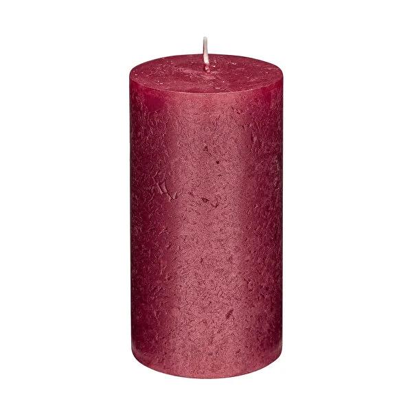 Rubin Licht Rustic Metallic Red Cylindrical Candle - Long-Lasting Ambient Lighting, 60 Hours Burn Time