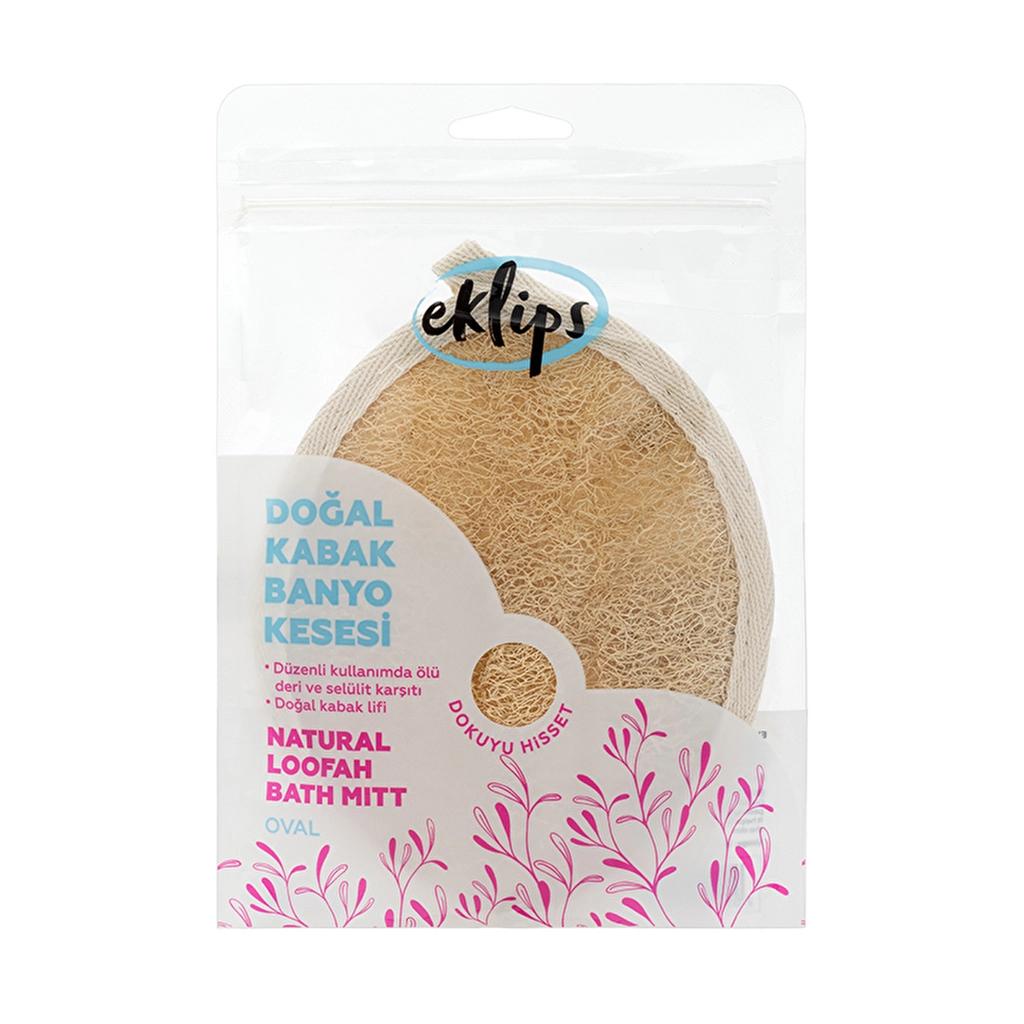 Eklips Natural Oval Luffa Bath Mitt for Gentle Exfoliation