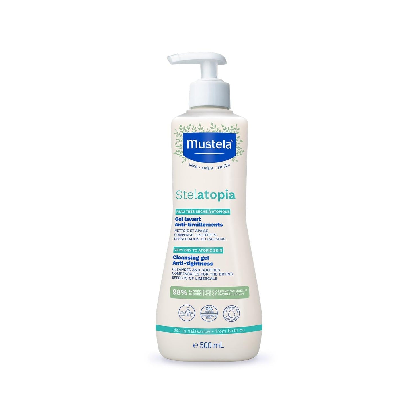 Mustela Stelatopia Cleansing Gel Shampoo 500ml - Gentle, Hypoallergenic Infant & Child Skincare