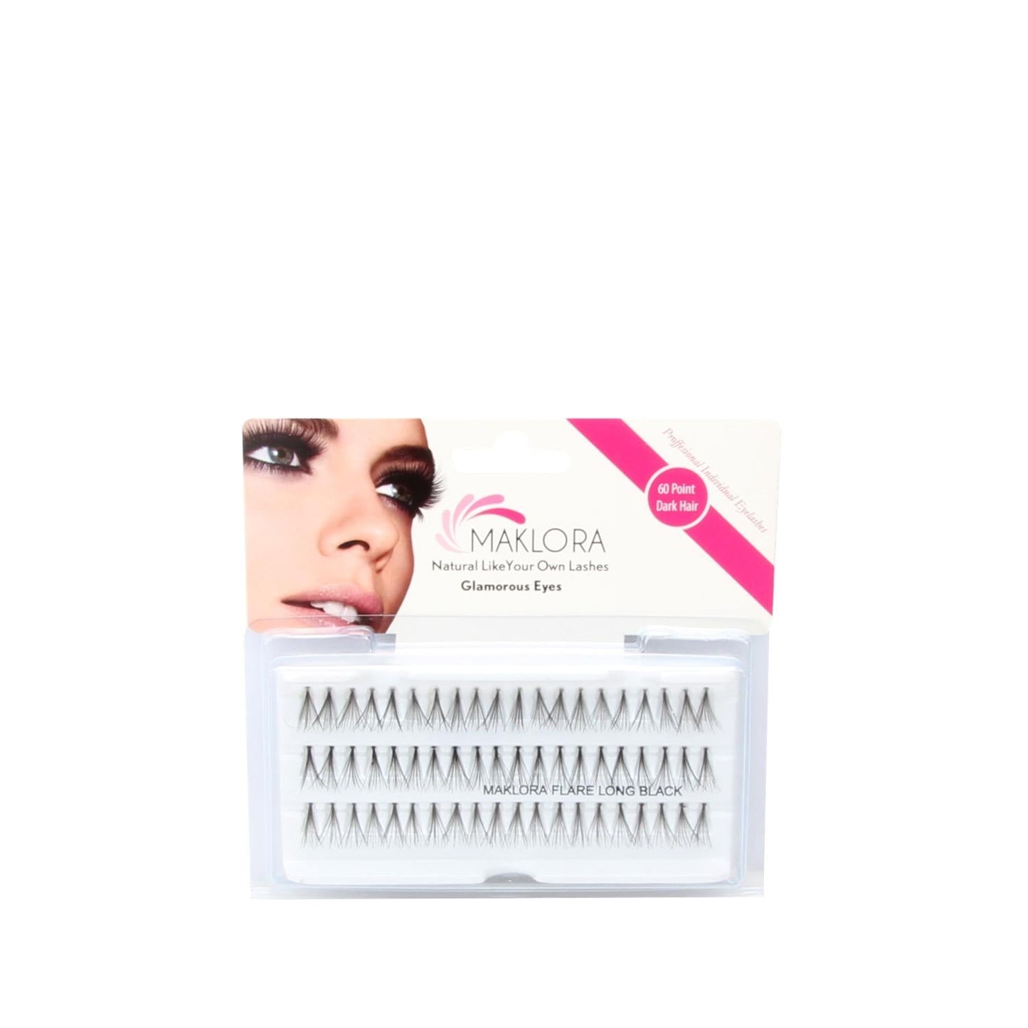 Maklora Individual False Eyelashes - 60 Piece, 14 Strands, Long Length for Natural and Voluminous Look