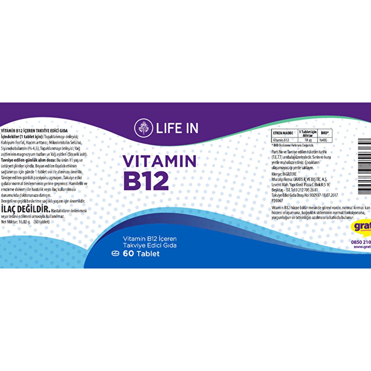 Life In B12 - Vitamin B12 Supplement for Adults and Children Over 11 Years - Boosts Immune System, Reduces Fatigue