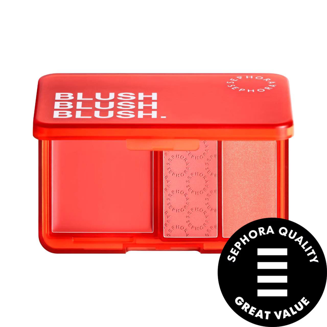 Blush Blush Blush Cream & Powder Palette: Sculpt, Highlight & Glow - Travel-Friendly Blush Trio, Highly Pigmented