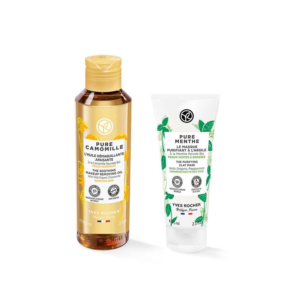 Fiddy Skincare Set - Gentle Makeup Removal Oil & Purifying Clay Mask for Sensitive Skin