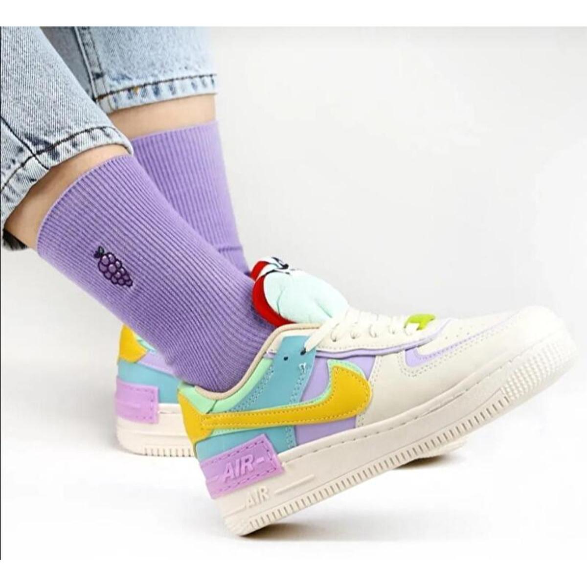 Ozzy Socks Women's 6-Pack Fruit Embroidered Socks - Comfortable Cotton Casual Footwear for Women