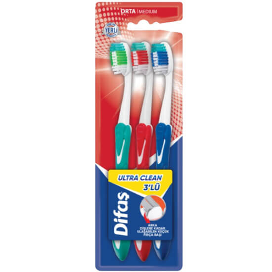 Difas Ultra Clean Medium Toothbrush for Deep Cleaning 3-Pack