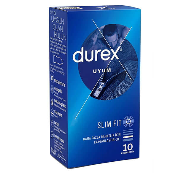Durex Slim Fit Condoms for a Snug and Secure Fit 10-Pack