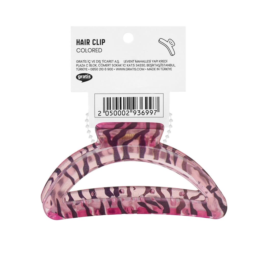 Eklips Zebra Oval Claw Clip Pink for Secure All-Day Hold