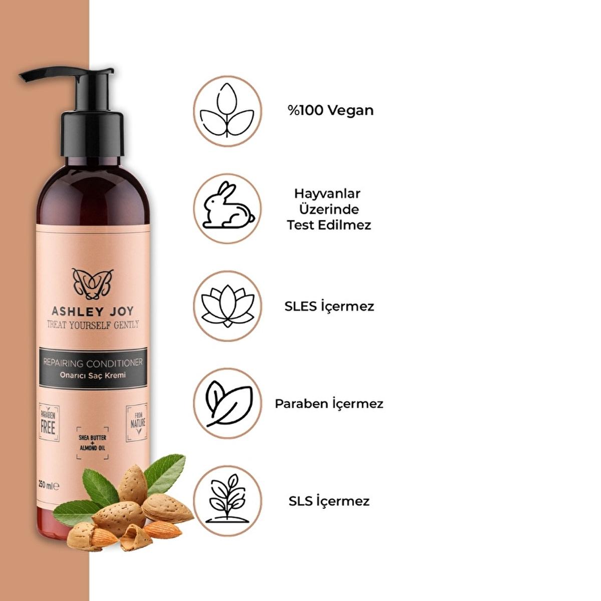 Ashley Joy Repairing Hair Conditioner - Sweet Almond Oil & Shea Butter for Damaged Hair, Volume & Shine - Natural Hair Detangler (8.45 fl oz)