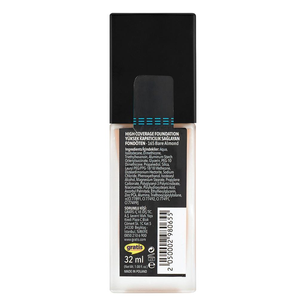 LYKD High Coverage Foundation in 165 Bare Almond 30ml