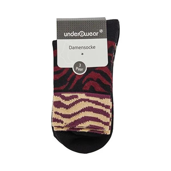 Underwear Kadõn: Leo Zebra Glitter Women's Socks - 3-Pack, Fashionable & Comfortable Cotton Blend, Size 39-42