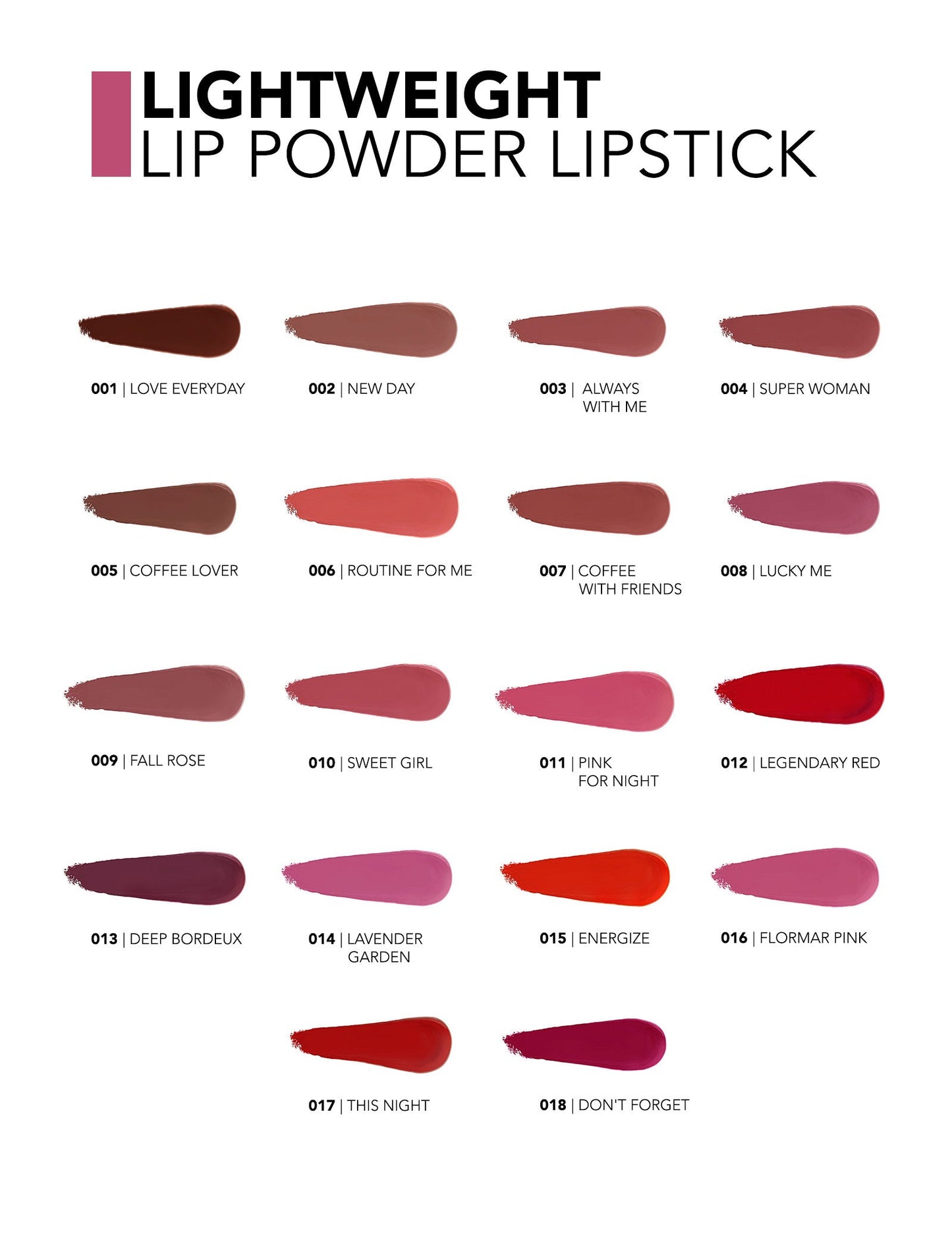 Flormar Lightweight Lip Powder Matte Lipstick 3g