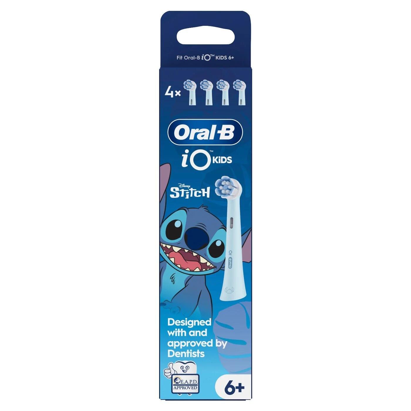 Oral-B iO Kids 6+ Stitch Replacement Brush Heads, 4 Pack