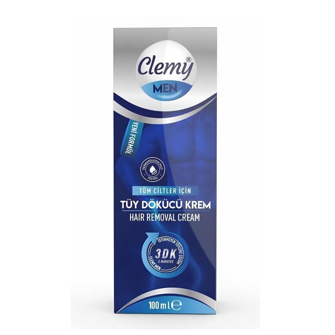 Clemy Men Hair Removal Cream for Men - 3.38 fl oz, Vitamin E & Chamomile Extract, Smooth Skin, Easy Application