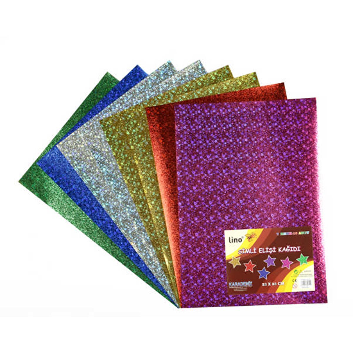 Lino Handmade Craft Paper - 7 Colors, Textured & Sparkly, 10 Sheets (9.06 x 12.99 inches)