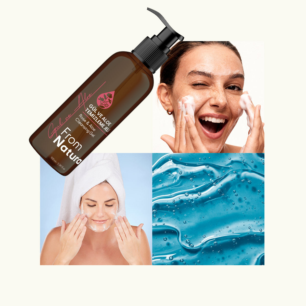 From Natura Rose & Aloe Cleansing Gel for Radiant Skin 100 ml