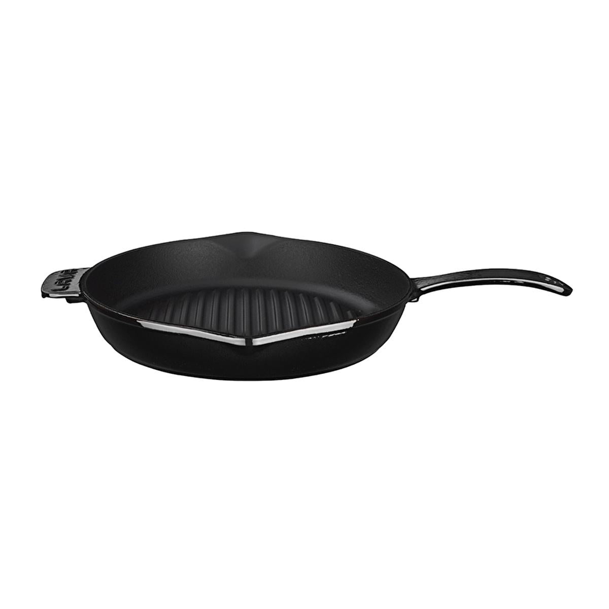 Lava Cast Iron Grill Pan - 28cm Round Enamel Coated Cookware for Stovetop & Oven Use