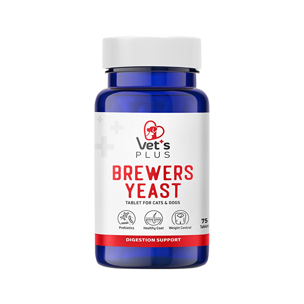 Vet's Plus Digestive Health Supplement for Cats and Dogs - Prebiotic Support with Garlic Powder - 75 Tablets