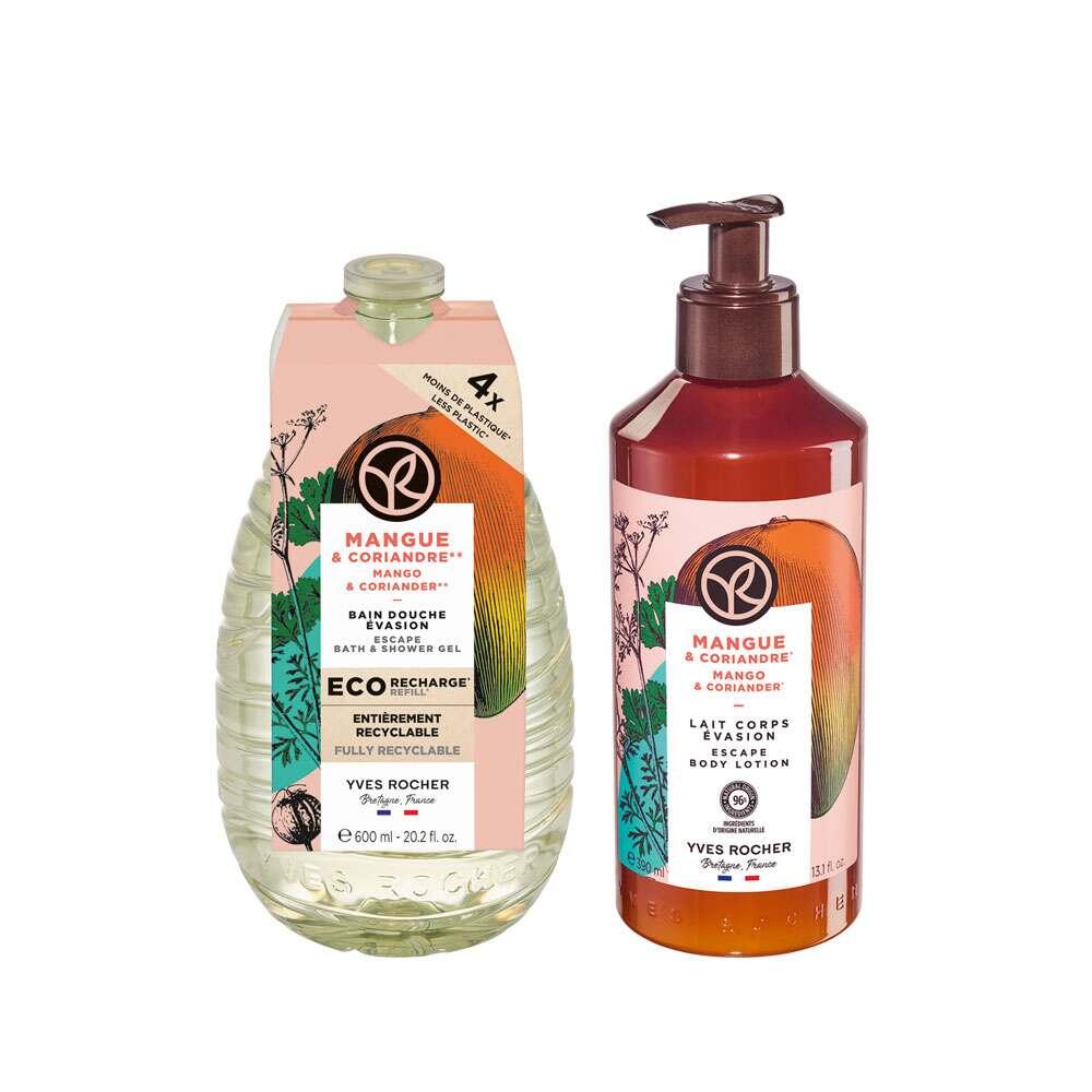 Mango - Refillable Shower Gel and Body Lotion Set - Eco-Friendly Skincare with Moisturizing Benefits