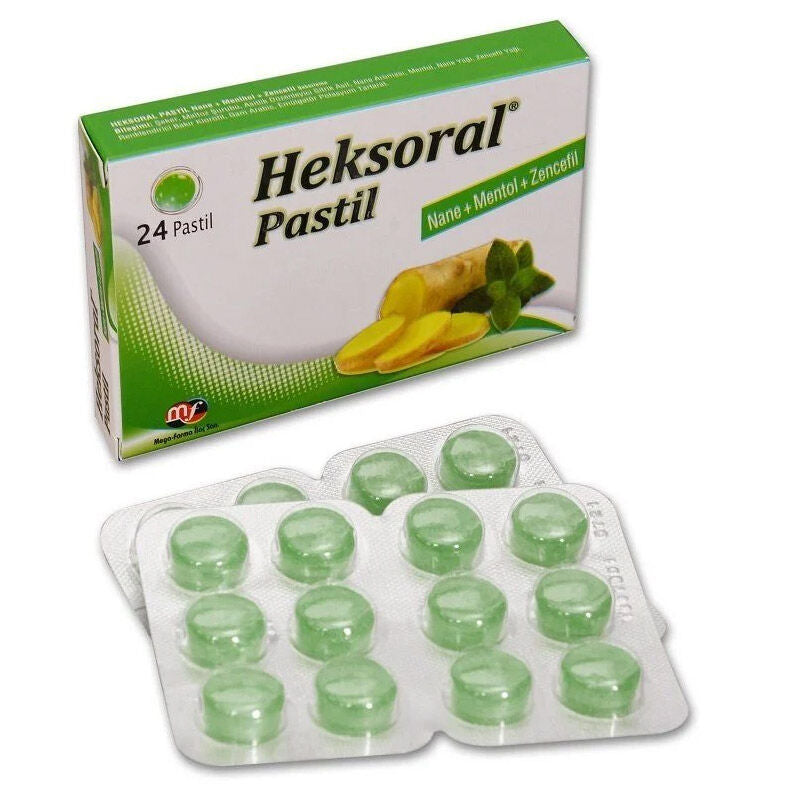 Mega Farma Heksoral Mint & Ginger Lozenges 24 Count