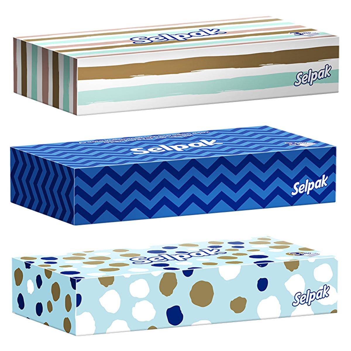 Selpak 50-Pack Soft Tissue Box - Decorative Design for Home, Car, or Office