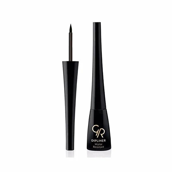 Golden Rose Dipliner Black Liquid Eyeliner - Precise, Easy Apply, Black Color - 1 Piece