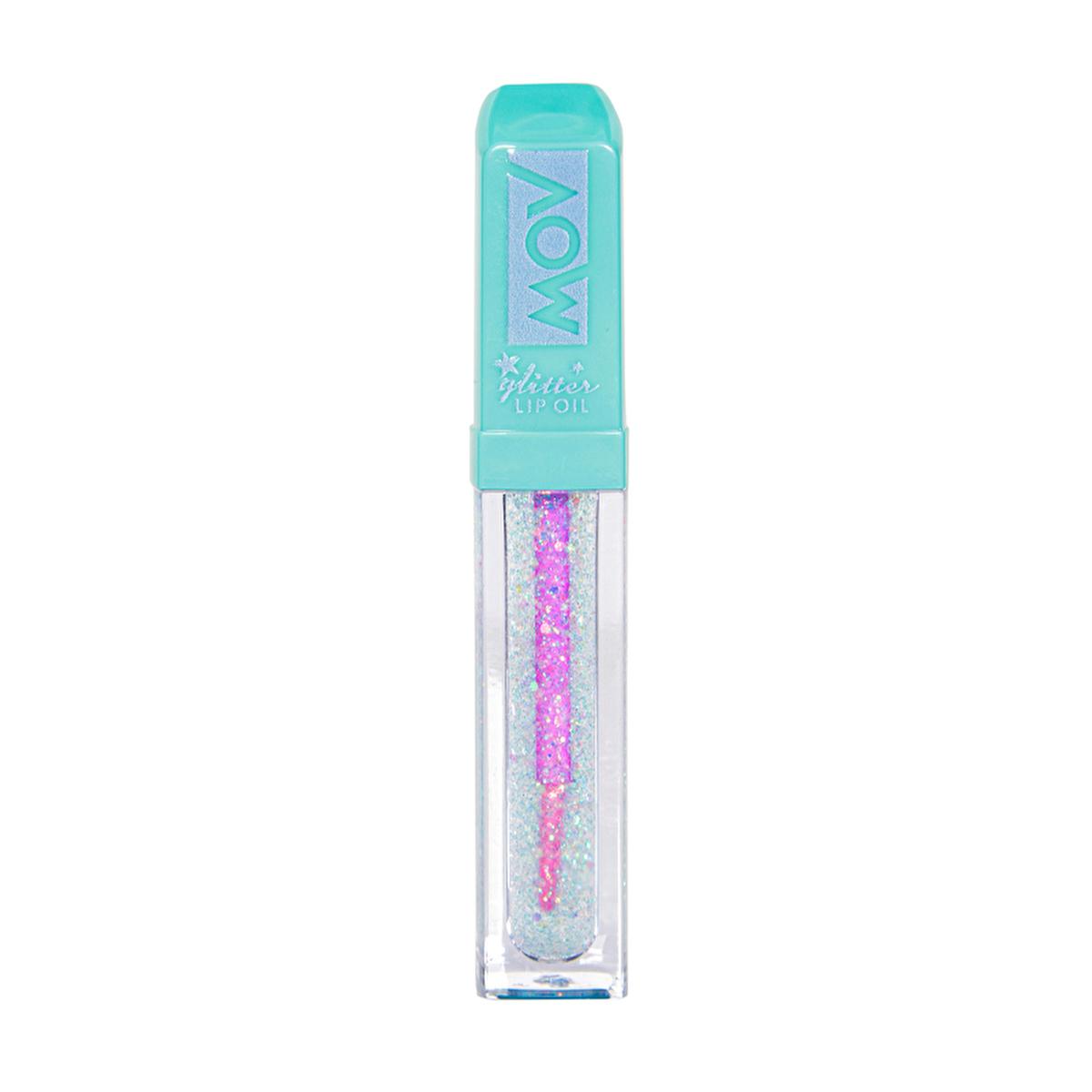 Mov Cosmetics Glitter Lip Oil - Shiny Green Lip Gloss for Vibrant Lip Makeup