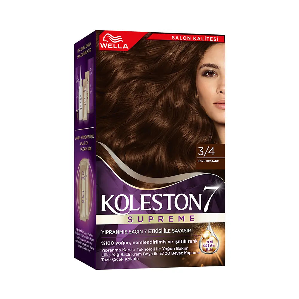 Wella Koleston Permanent Hair Dye Kit 3/4 Dark Chestnut